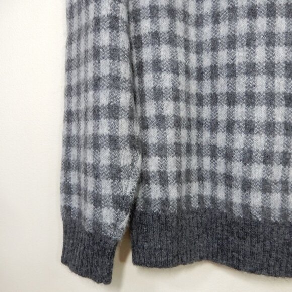 Everlane The Alpaca Crewneck Sweater Size L Heather Grey Buffalo Check NEW - Picture 6 of 8